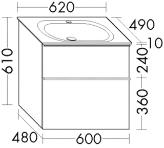 Burgbad MG-WT Unterschrank-Set Fiumo 62x61x49cm, Mel., 1 Lade/Ausz., WT weiß