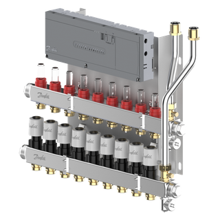 Danfoss Edelstahlverteiler SGCi m 9 Heizkreisen und Icon2 mit 230 V TWA