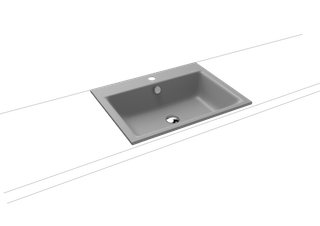 Kaldewei Einbau-Waschtisch PURO 3151 60x46cm, 1 Hahnl., ch, P-E, cool grey30