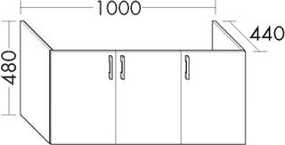 Burgbad Waschtischunterschrank Diago 100x48x44cm, Sand Matt, 3 Türen