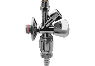ASW Kombi-Eckventil Messing verchromt, mit Rohrbelüfter, selbstdichtend, für CU-Rohr 10 mm