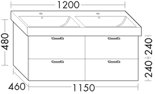Burgbad Waschtisch-Unterschrank sys30 115 x 48 x 46 cm, 2 Schubladen/2 Auszüge