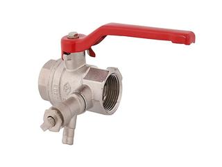 Kugelhahn 6405 Stahlgriff rot, vernickelt