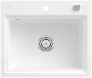 V&B bündige Spüle Subway Style 60 S Flat re, m Abl.garn, Hand., stone white