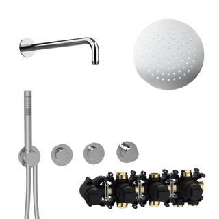 Herzbach Fertigmontageset P-RB250 MODUL7 PUSH-Thermostat-Set, mit Stabhandbrause