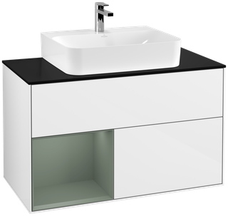 V&B WT-Unterschrank Wandbel. Finion 100, Pl b m, Rg l Ol m Lac, glo wh. Lac