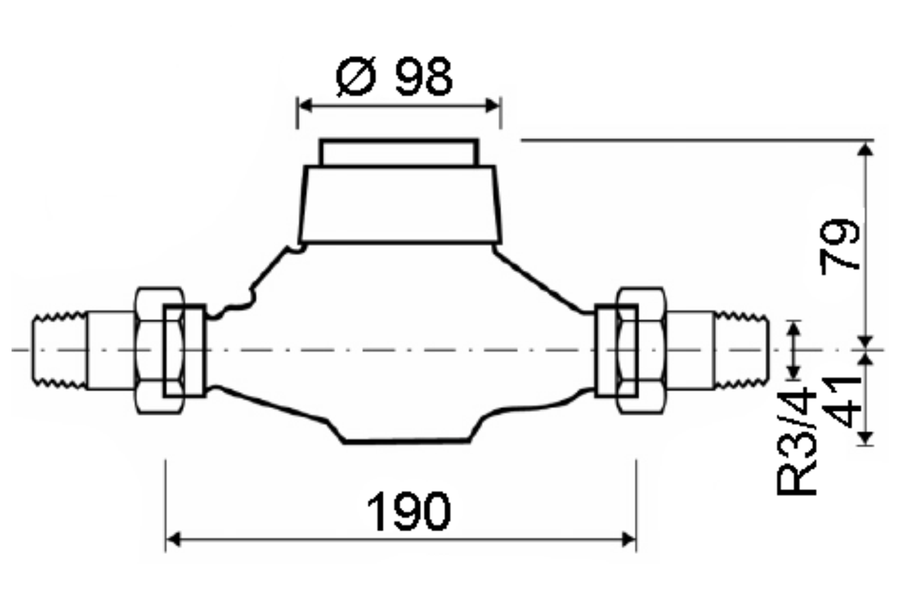 Artikelbild 2 des Artikels „Deltamess Mehrstrahl-Nassläufer MNK hor, DN 20, Q3 4,0 cbm/h, ka, Std. MNK Horizontal“