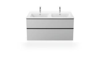 Duravit Möbel-Doppelwaschtisch Me by Starck 130 x 49 cm, ohne Hahnloch, mit Überlauf, Hahnlochbank