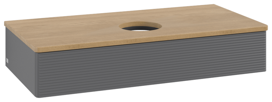 Artikelbild 1 des Artikels „V&B WT-Unterschrank m F-Struktur Antao 100x19x50cm, WBP hon. Oa, Anthrac. m Lac Waschbeckenplattenfarbe honey oak | anthracite matt lacquer“