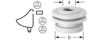 STEDO Urinal-Verbinder d 33-35mm, Ro. d 19mm, gr., für UP, lose