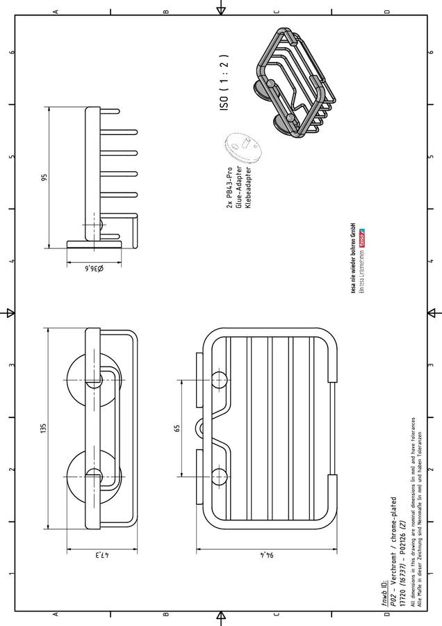Artikelbild 3 des Artikels „tnwb Seifenkorb PRO 020 135x47x95mm, Messing, hochglanzverchromt 136 x 48 x 95 mm“