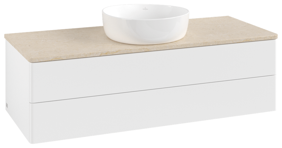 Artikelbild 2 des Artikels „V&B WT-Unterschrank o. F-Struktur Antao 120x36x50cm, WBP-farbe botti., wh. m Lac Waschbeckenplattenfarbe botticino | white matt lacquer“