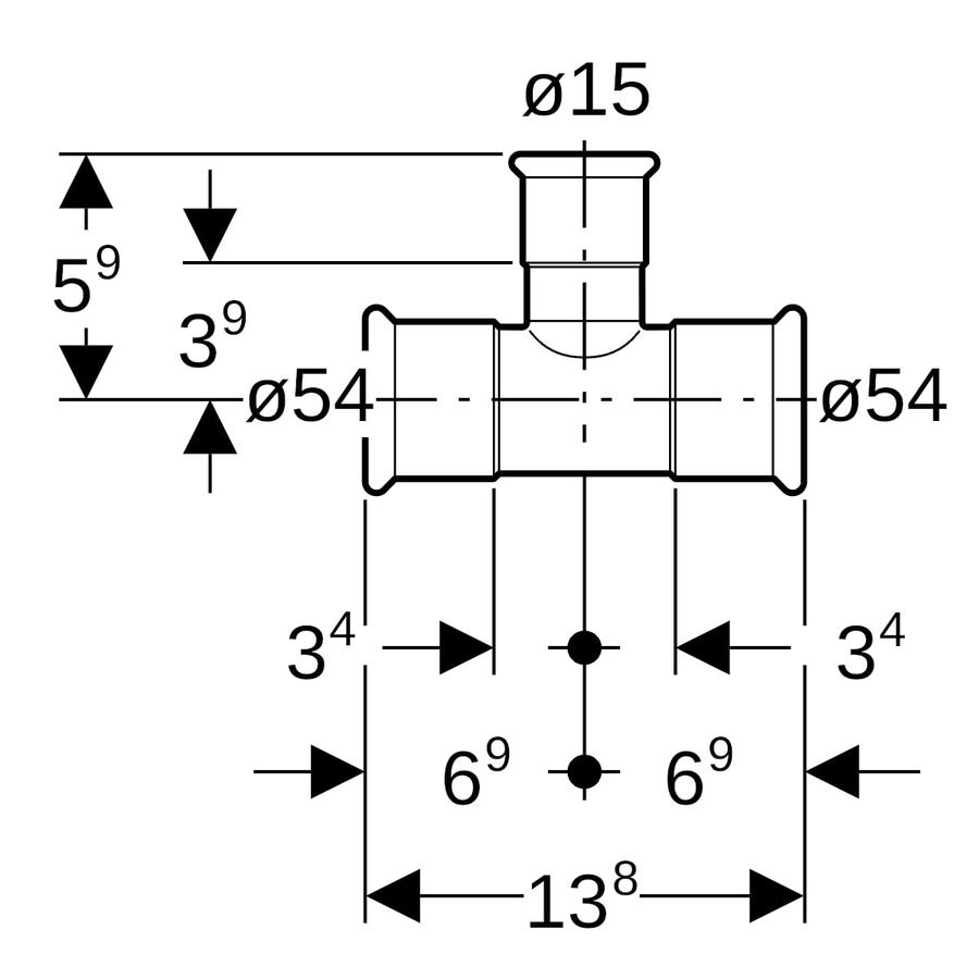 Artikelbild 3 des Artikels „Geberit T-Stück Mapress d 54x15x54mm, red., LABS-frei, Edelstahl Ø 54 x 15 x 54 mm“