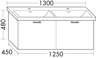Burgbad Waschtischunterschrank sys30 125 x 48 x 45 cm, 2 Auszüge