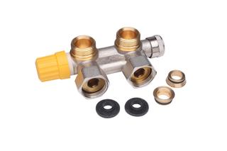 Danfoss Universalanschlussarmatur VHS-UN G 3/4xG 3/4, Eckform, matt vernickelt