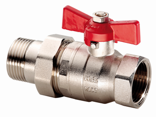 HS Kugelhahn UNIVERS 1456 1 1/4", DG, FG rt, A.-Vsb, ma verchr.