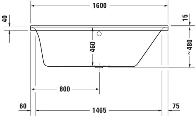 Artikelbild 6 des Artikels „Duravit Badewanne P3 Comforts 160x70x46cm, Einbauvers., 1 RS re, weiß 160 x 70 x 46 cm“