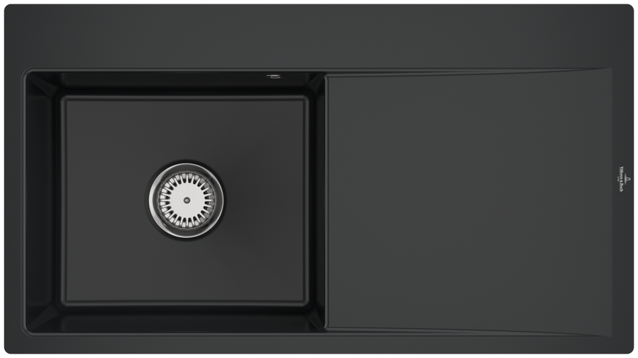 Artikelbild 1 des Artikels „V&B bündige Spüle Subway Style 50 Flat li, m Abl.garn, Hand., pure black links, mit Ablaufgarnitur, Handbetätigung | pure black“
