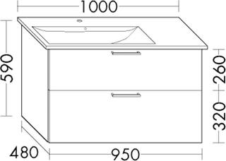 Burgbad Waschtischunterschrank Diago 95x58x48cm, R, Marm D n-gr., 1 L/1 Ausz.