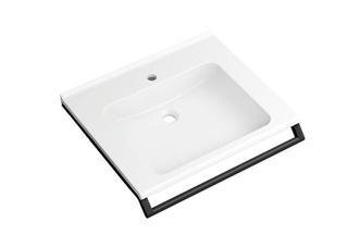 HEWI Mineralguss-Waschtisch 65x58cm, m Haltegr. 65cm, we, sw matt