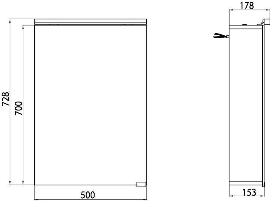 Artikelbild 11 des Artikels „EMCO AP-Lichtspiegelschrank flat 2 Style 500x728mm, Alu, 1 T, Anschl rechts/links 500 x 728 mm“