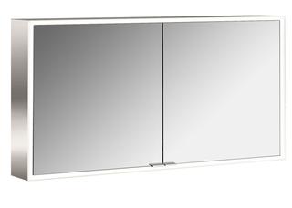 EMCO Aufputz-Lichtspiegelschrank prime 1300x700mm, 2-türig, aluminium/weiss