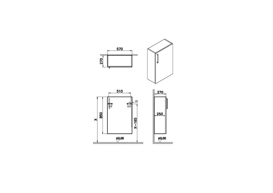 Artikelbild 2 des Artikels „VitrA Halbhochschrank Root Flat Compact 57x27x85cm, 1 T, An re, Korp perlgr hgl Korpus Perlgrau Hochglanz“