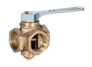 KSB Dreiwegehahn Rp 1 1/2, mit Schlüssel SW 22, Messing