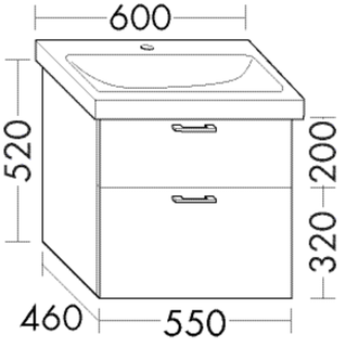 FORMAT Design WT-Unterschrank WXNT 550x520x460mm, we ma, 1 Lade/1 Auszug
