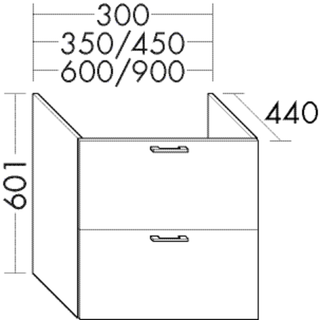 Burgbad Unterschrank sys30 30x60,1x44cm, Echo, 2 Auszüge