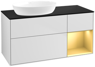 V&B Waschtisch-Unterschrank Finion 120cm, Pl b m, Reg gol m Lac, wh. m Lac
