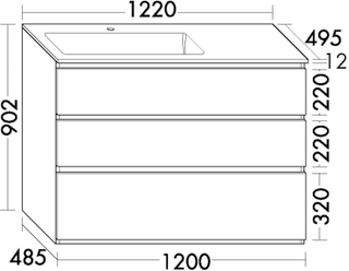 Burgbad MG WT-Unterschrank-Set LIN20 122x90,2x49,5cm, 2 L, 1 Ausz., lack. hgl