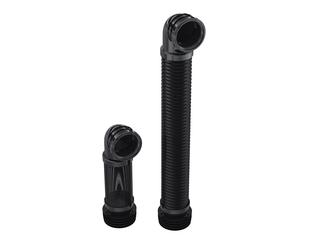 KÖRO Flex. Ablaufbogen Vorwandsystem schwarz, DN 90, ausziehbar, H=405/715 mm