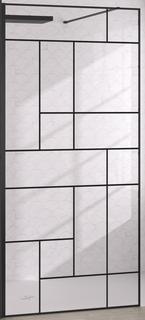 Kinedo Walk In Solo Design Plus 140 Profil Schwarz Glas Mondrian 6mm H200cm