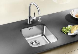 Blanco Becken SUPRA 340-U 37x43cm, ES Bürstf., o. Abl-Fernbed.