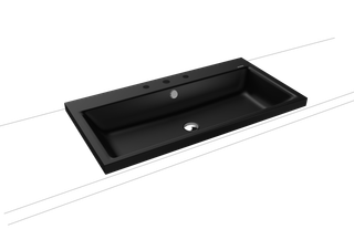 Kaldewei Aufsatz-Waschtisch PURO 3155 3 Hahnl., we., P-E, sw matt 100, 90x46cm