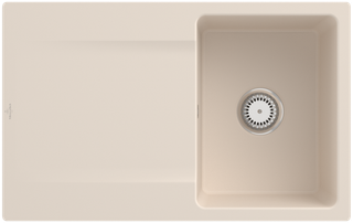 V&B Flächenbündige Spüle Siluet 45 Flat m Ablaufgarnitur, Handbetätigung, ivory