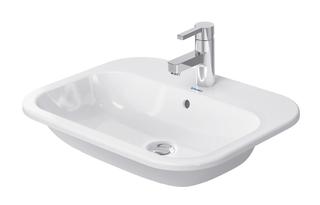 Duravit Einbau-Waschtisch Happy D.2 60 x 46 cm, Einbau von oben, mit Hahnloch, Überlauf und Hahnlochbank