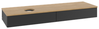 V&B WT-Unterschrank m F-Struktur Antao 160x50cm, WBP-farbe hon. Oa, bla m Lac