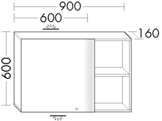 Burgbad Spiegelschrank Coco 90x60x16cm, 1 Tür, Melamin