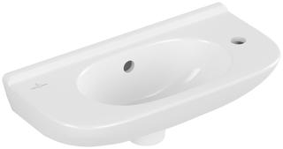 V&B Handwaschbecken O.NOVO Compact 50x25cm, m ÜL, Hahnloch rechts, weiß