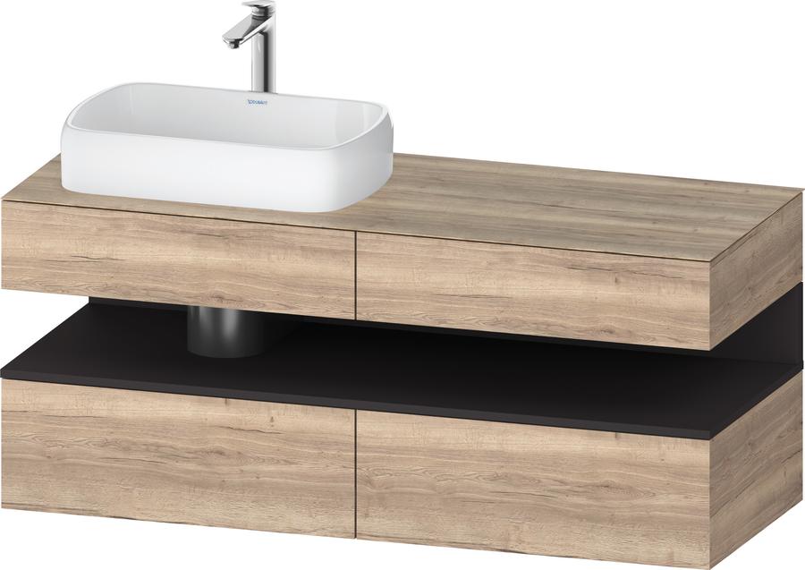 Artikelbild 1 des Artikels „Duravit Waschtisch-Unterschrank Qatego 140x55x60cm, gra m/E ma, Pl, Beck. li 140 x 55 x 60 cm | Graphit supermatt/Eiche Marmoriert“