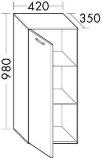 Burgbad Osera Halbhochschrank 42x98x35cm, 1 Tür, rechts, Schilf matt