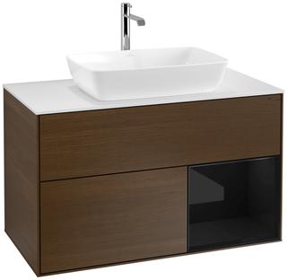 V&B Waschtisch-Unterschrank Finion 100, Pl wh. m, Reg glo bla Lac, wal ven