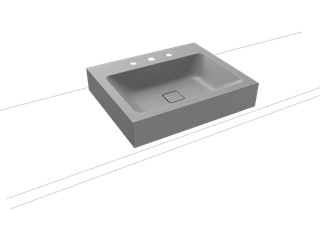 Kaldewei Aufsatz-Waschtisch CONO 3085 60x50cm, 3 Hahnl., P-E, cool grey30
