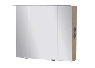 AQ400 LED-Spiegelschrank Mod RA 3 Türen Acrylk. 700x804x160mm, K: Schwarz Matt