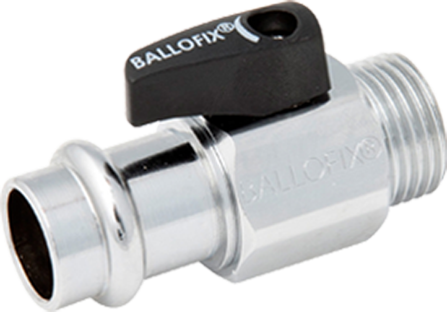 Artikelbild 1 des Artikels „AIPS Mini-Kugelhahn Ballofix B3816 Press 15xG1/2, Messing, verchromt Press 15 x G1/2“