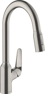 hansgrohe SPT-EHM 220 Focus M42 mit Ausziehbrause, 2jet, Edelstahl-Optik