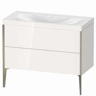 DU WTU XViu/Viu, 2 Ausz, 610x1000x480mm o.HL, champ.m/weiß hgl, Rahmen 22 ES Ah.