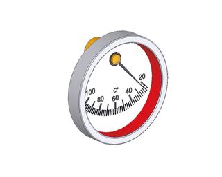 FL Thermometer zentrisch Rot -Neutral- D=63mm, 20-130 Grad C